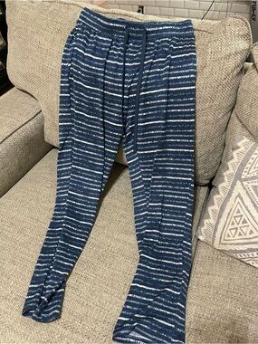 George Blue and White Striped Lounge Pants